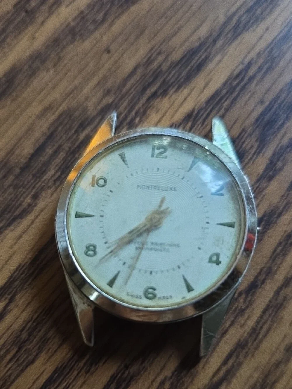 Vintage Montre Luxe Round Silver Tone Wrist Watch — Cream Dial